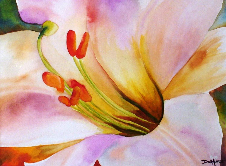 Painting watercolor flowers