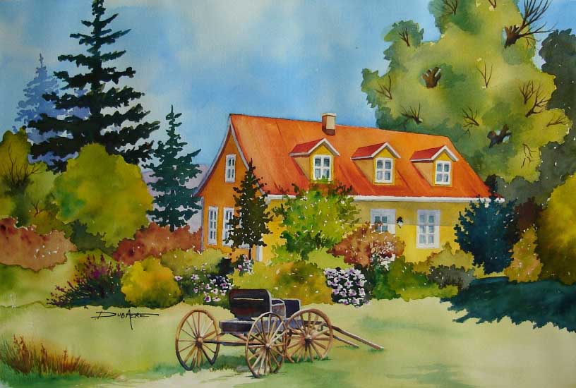 painting watercolor house