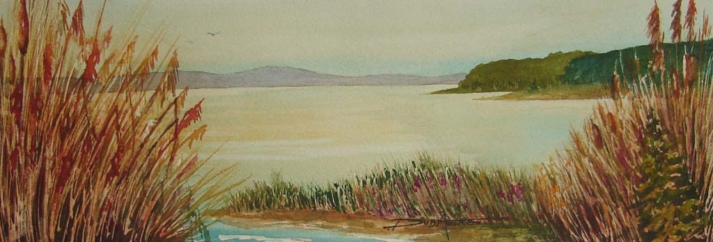 Painting watercolor water landscape