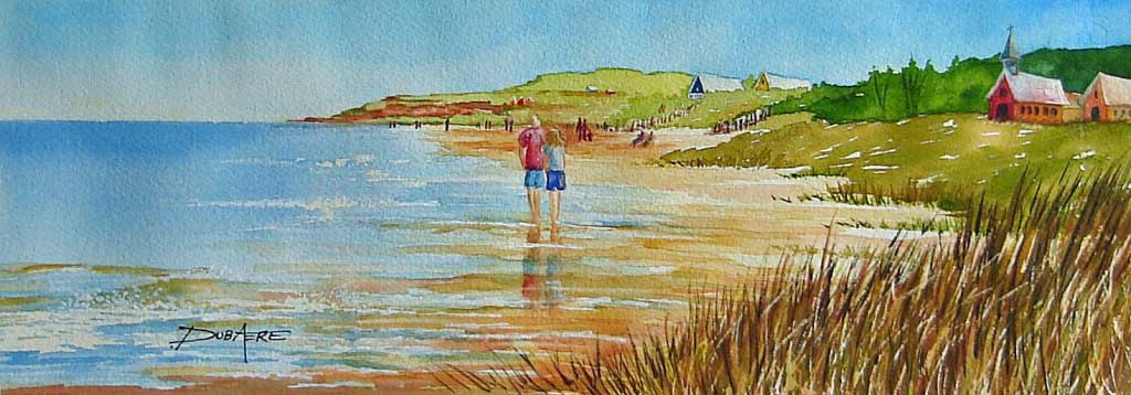 Painting watercolor ocean beach